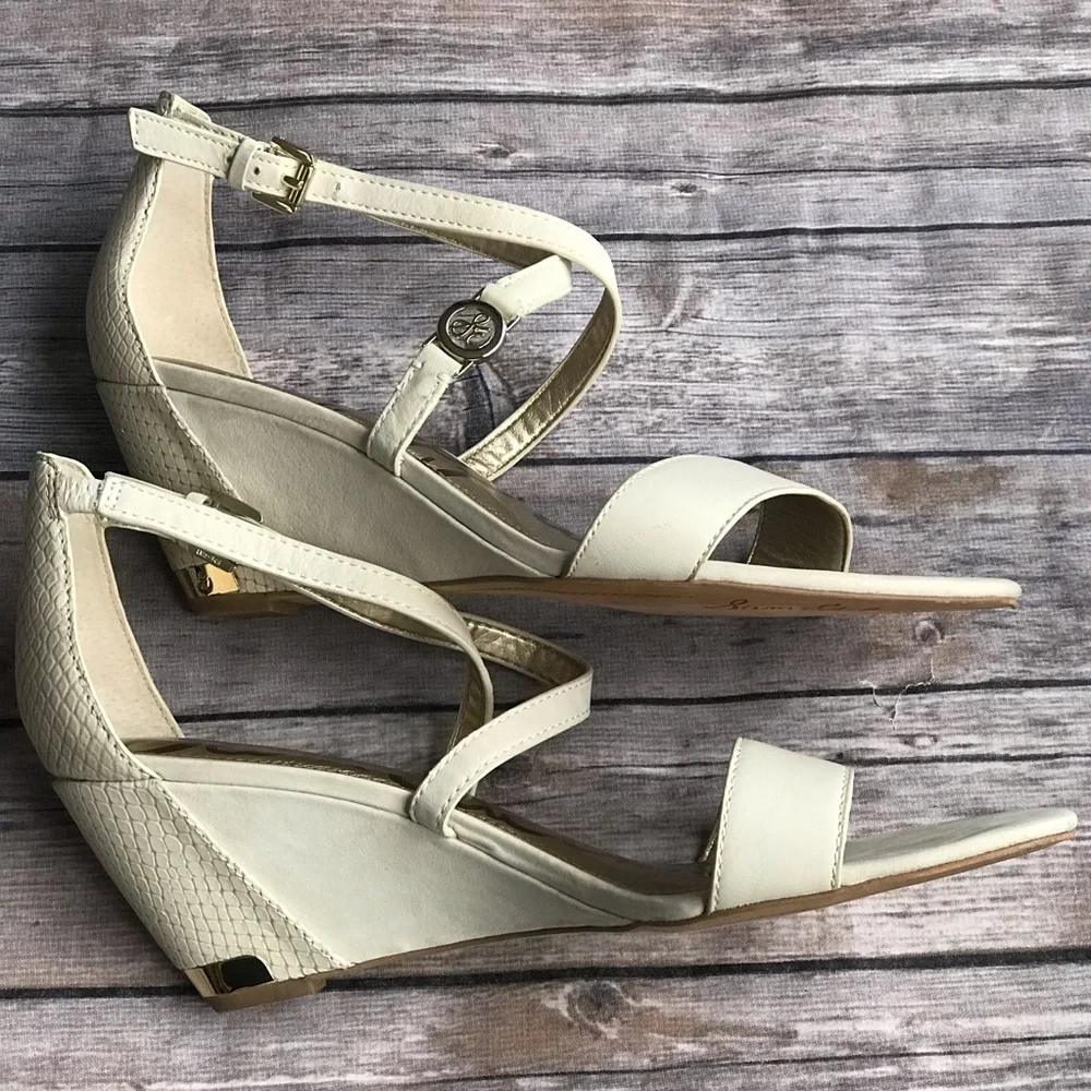 Sam Edelman Scott Leather Wedge Sandals - Picture 4 of 9